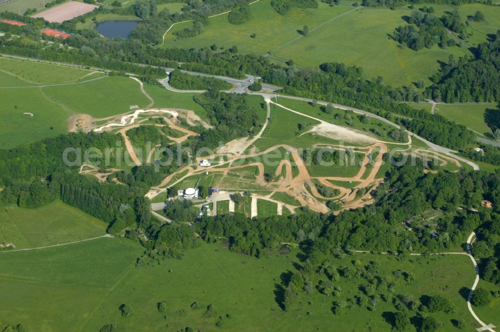 Reutlingen from above - Motocross track of the first cycle and motor sports club Reutlingen eV on the former tank area in the state of Baden-Wuerttemberg