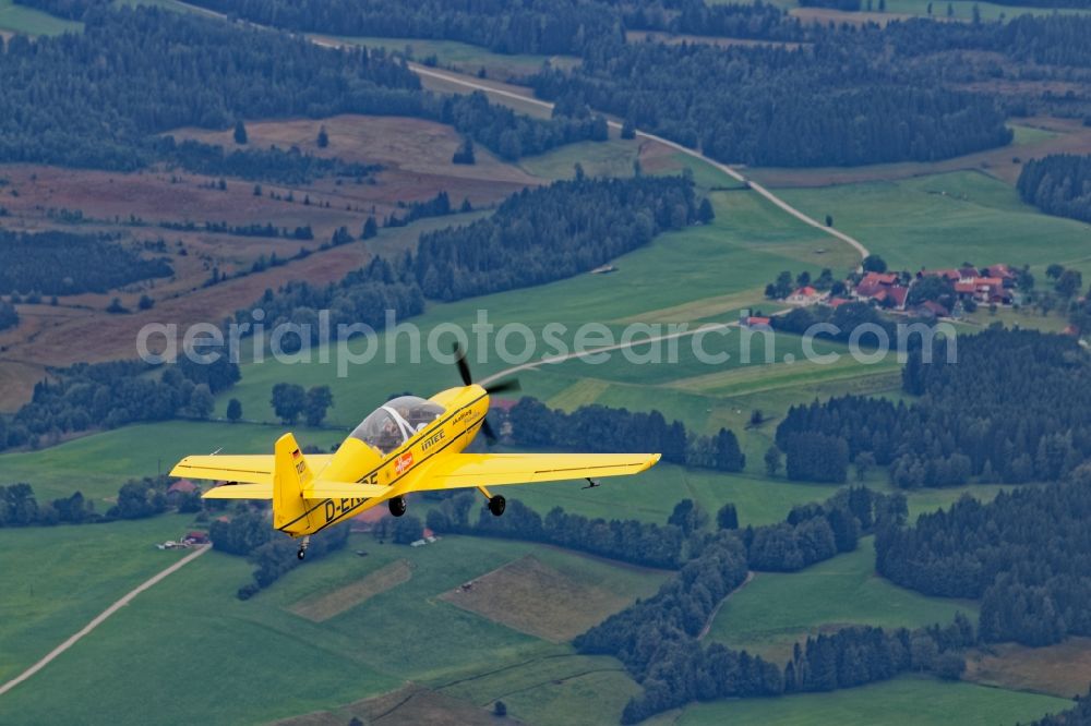 Aerial image Geretsried - Aircraft Mue 30 Schlacro in flight over the airspace in Eurasburg in the state Bavaria, Germany