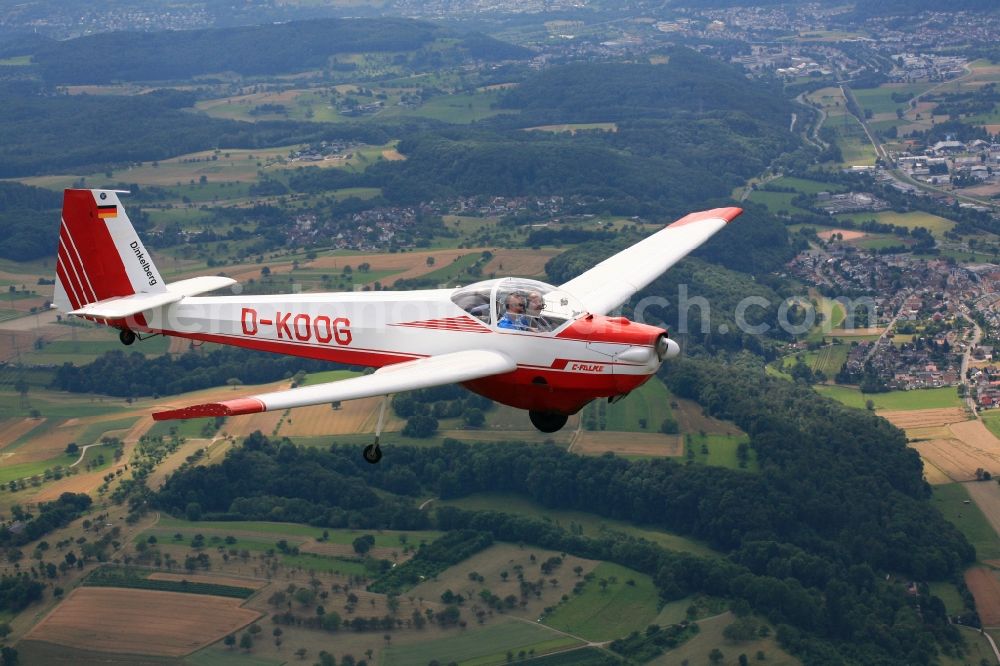 Rheinfelden (Baden) from above - Scheibe SF 25 C Falke with callsign D-KOOG in flight in the airspace over Rheinfelden Adelhausen in the state Baden-Wuerttemberg