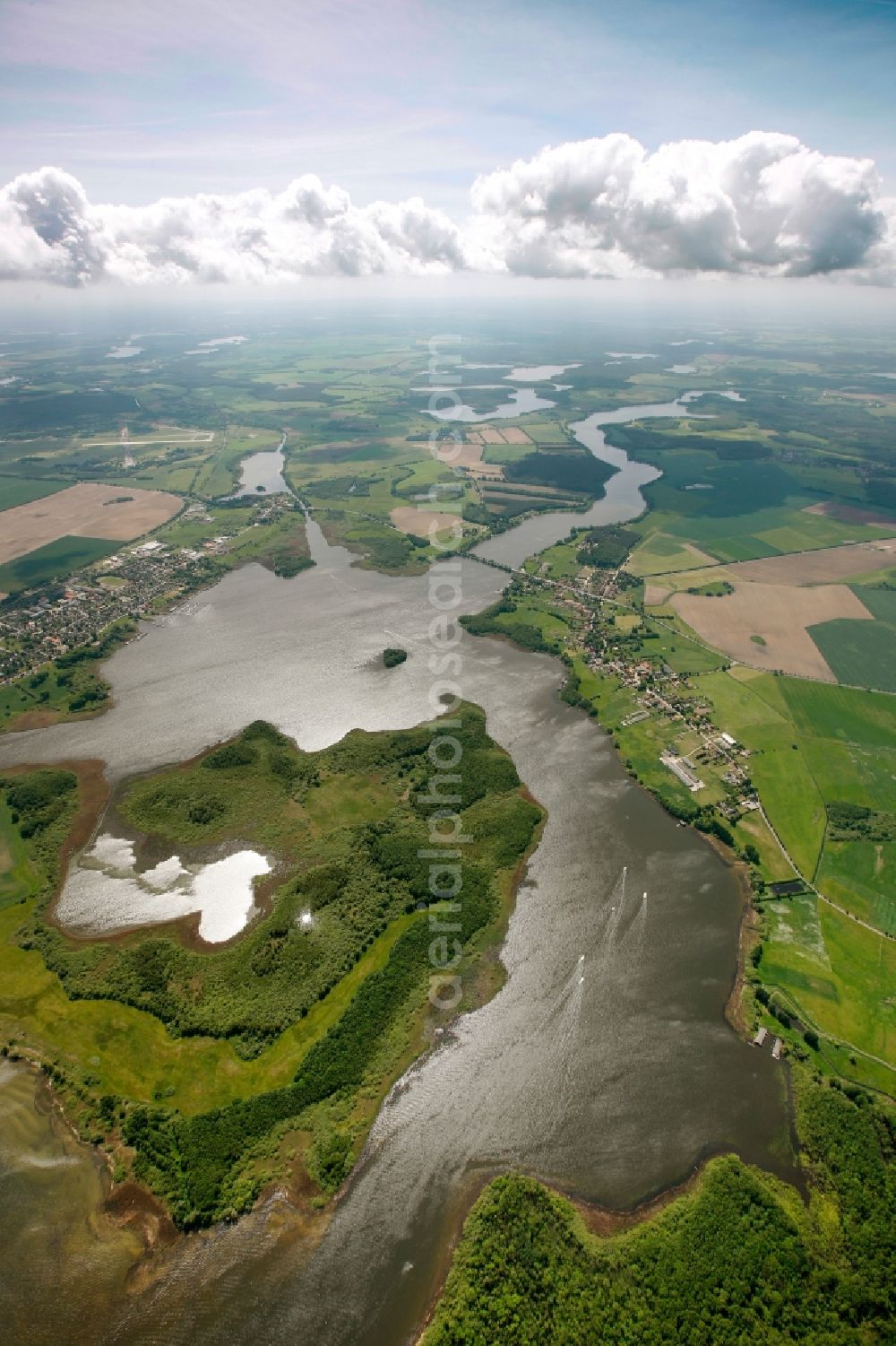 Rechlin from above - View of the Mueritz in Rechlin in the state of Mecklenburg-West Pomerania