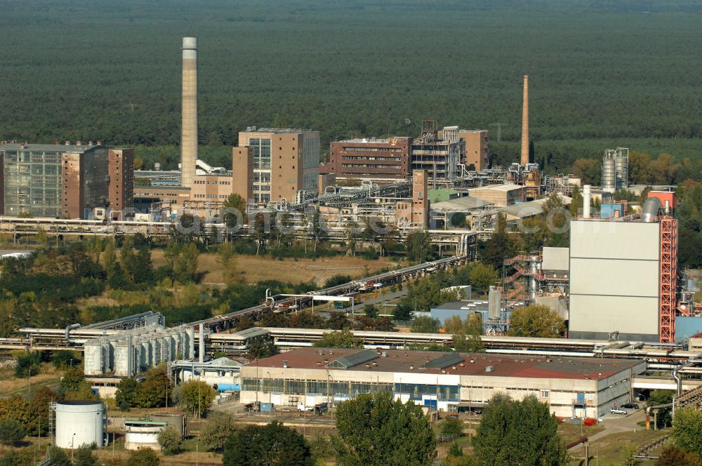 Aerial photograph Premnitz - Blick auf das Fabrikgelände der Märkischen Faser GmbH . Die Fabrik ist Teil des Industriepark Premnitz. Kontakt: Märkische Faser GmbH, Grisutenstrasse, 14727 Premnitz, Tel. +49(0)3386 243-155, Fax +49(0)3386 243-602, marketing@maerkische-faser.com