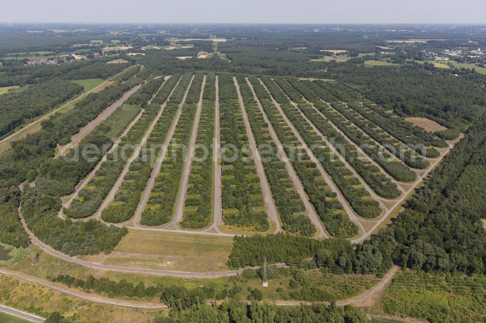 Aerial photograph Dorsten - Ammunition bunker depot of the Bundeswehr in Wulfen, a district of Dorsten, North Rhine-Westphalia