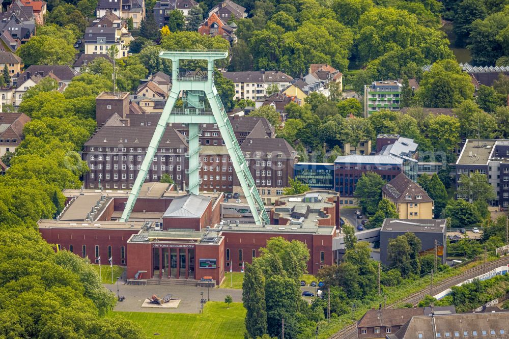 Aerial photograph Bochum - Museum building ensemble Deutsches Bergbau-Museum in the district Innenstadt in Bochum at Ruhrgebiet in the state North Rhine-Westphalia, Germany