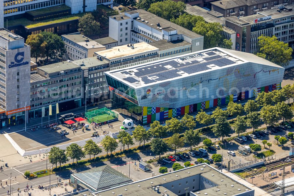 Dortmund from above - museum building ensemble Deutsches Fussballmuseum in the district City-West in Dortmund at Ruhrgebiet in the state North Rhine-Westphalia, Germany