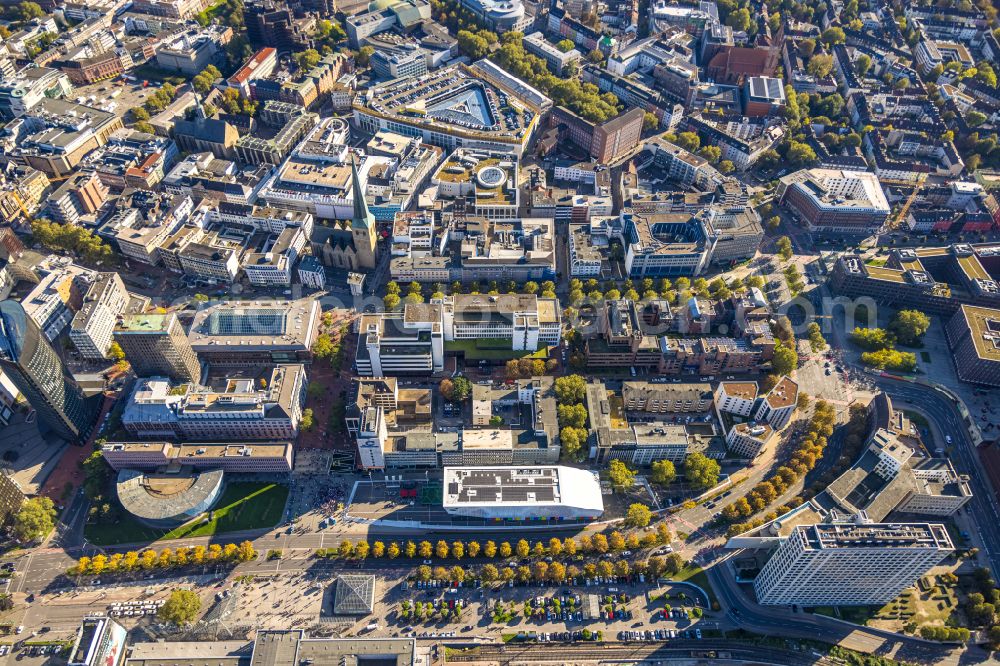 Dortmund from the bird's eye view: museum building ensemble Deutsches Fussballmuseum in the district City-West in Dortmund at Ruhrgebiet in the state North Rhine-Westphalia, Germany