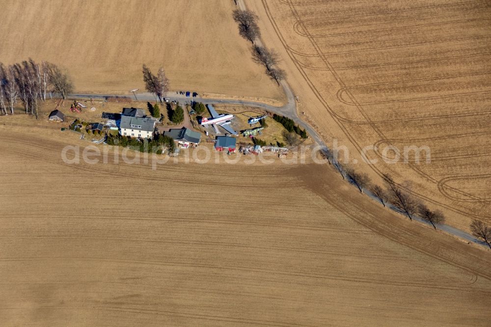 Neuhausen/Erzgebirge from above - Museum building ensemble Flugzeugmuseum Caemmerswalde in Neuhausen/Erzgebirge in the state Saxony, Germany