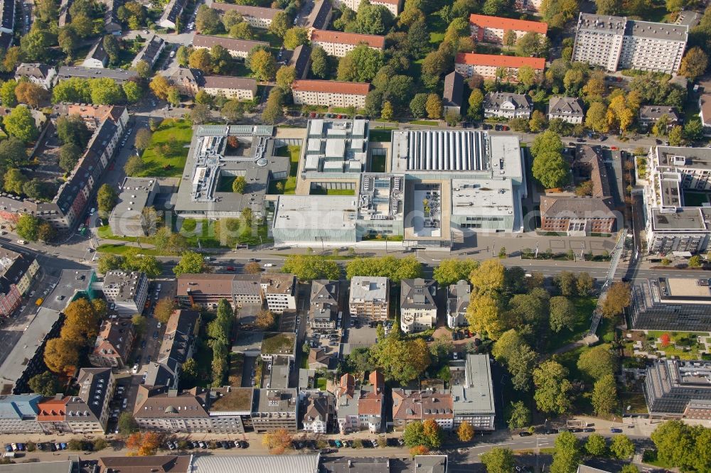 Aerial photograph Essen - View of the Folkwang Museum in Essen in the state North Rhine-Westphalia