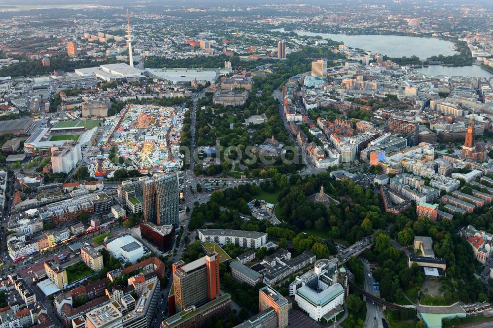 Hamburg from above - Museum for Hamburg history in Park Planten un Blomen park in Hamburg