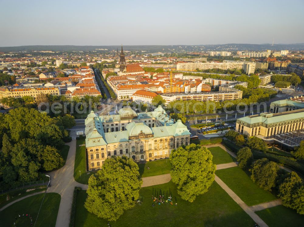 Aerial photograph Dresden - Museum building ensemble Japanisches Palais on place Palaisplatz in the district Innere Neustadt in Dresden in the state Saxony, Germany