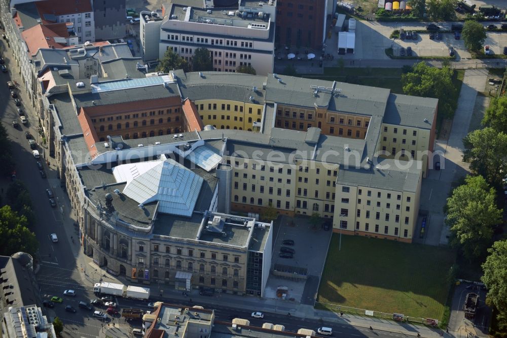 Berlin from the bird's eye view: The monument protected Museum for Communication at Leipziger Straße in the district Mitte in Berlin is one of several locations of the Museum Foundation Mail and Telecommunications . Founded in 1872 by the general postmaster of the German Empire Heinrich von Stephan as empire postal Museum, one of the first museums for the history of technology, the building suffered heavy damages in World War II. The planned restoration as Post Museum of the GDR took place only partially. After the fall of the Berlin Wall in 1992, the house has been fully restored and expanded, 2000 finally re-opened as a museum for communication