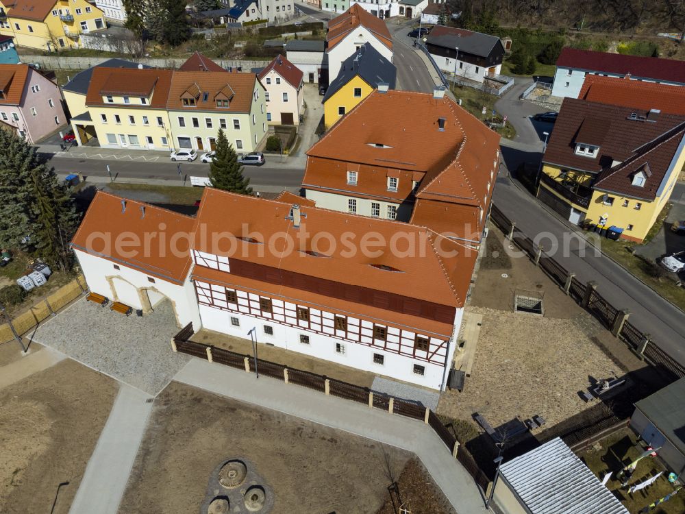 Aerial image Dippoldiswalde - Museum building ensemble LOHGERBER MUSEUM & GALERIE on street Freiberger Strasse in the district Pretzschendorf in Dippoldiswalde in the state Saxony, Germany