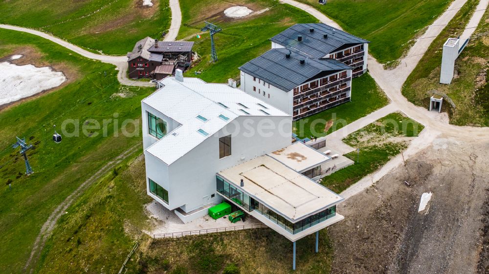 Riscone from above - Museum building ensemble LUMEN - Museum of Mountain Photography on street Strada Plan de Corones in Riscone in Trentino-Alto Adige, Italy
