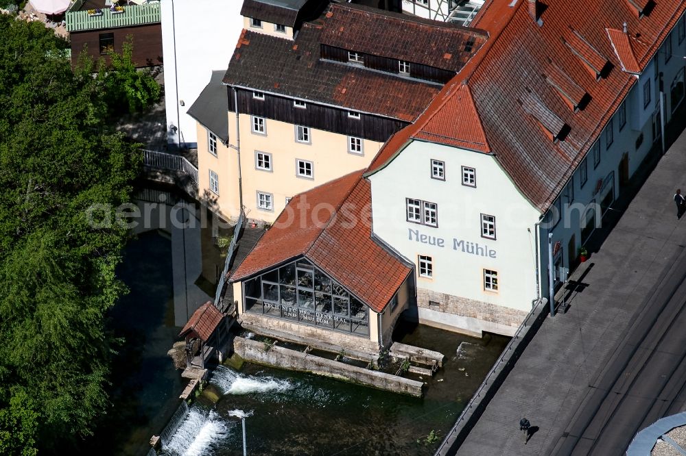 Aerial photograph Erfurt - Museum building ensemble Neue Muehle on the Schoessserbruecke in the district Altstadt in Erfurt in the state Thuringia, Germany