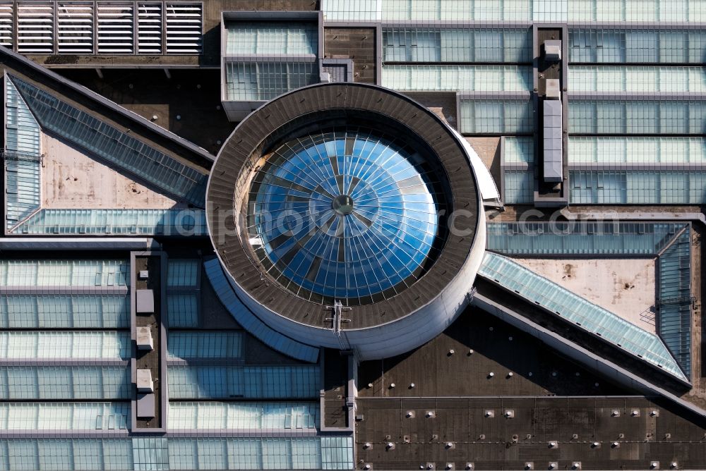 Aerial image München - The Museum Pinakothek der Moderne in Munich Maxvorstadt in the state of Bavaria. The building with its distinctive dome combines four museums of design, modern art and contemporary art as well as the architecture museum