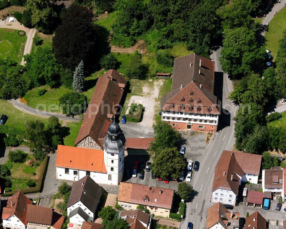 Aerial image Jagsthausen - Museum building ensemble Schlossmuseum Jagsthausen in Jagsthausen in the state Baden-Wuerttemberg, Germany