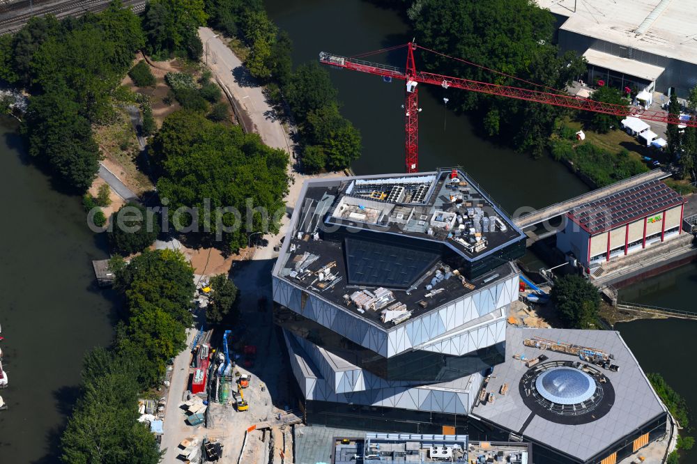 Heilbronn from above - Museum and exhibition building ensemble and science center experimenta at Experimenta-Platz - Kranenstrasse in Heilbronn in the federal state of Baden-Wuerttemberg, Germany