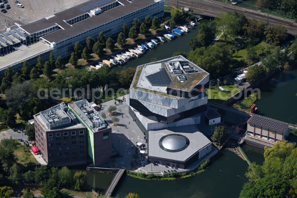 Aerial image Heilbronn - Museum and exhibition building ensemble and science center experimenta at Experimenta-Platz - Kranenstrasse in Heilbronn in the federal state of Baden-Wuerttemberg, Germany