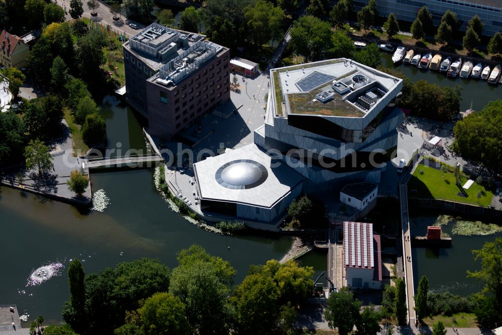 Aerial photograph Heilbronn - Museum and exhibition building ensemble and science center experimenta at Experimenta-Platz - Kranenstrasse in Heilbronn in the federal state of Baden-Wuerttemberg, Germany