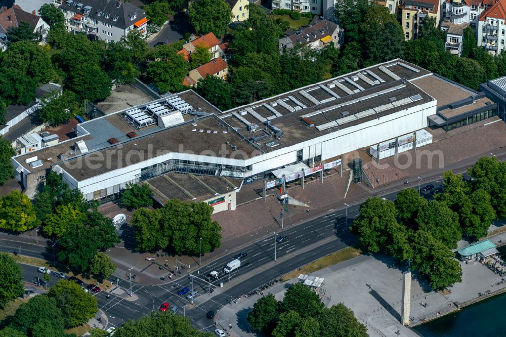 Aerial photograph Hannover - Museum building ensemble of Sprengel Museum on place Kurt-Schwitters-Platz in Hannover in the state Lower Saxony, Germany