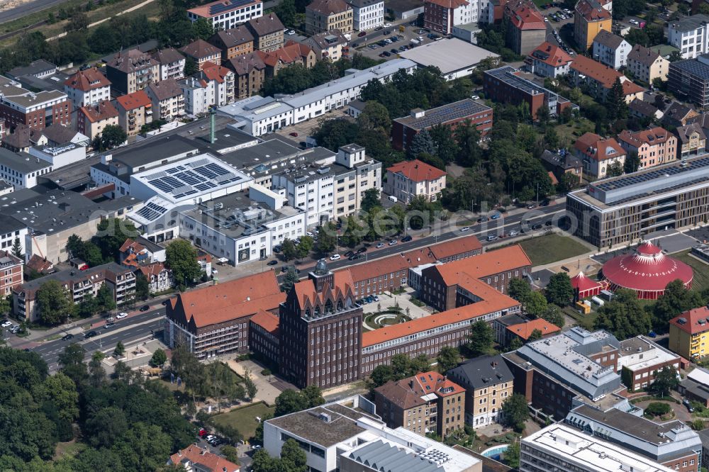 Braunschweig from above - Museum building ensemble Staatliches Naturhistorisches Museum and Haus of Wissenschaft Braunschweig in Brunswick in the state Lower Saxony, Germany