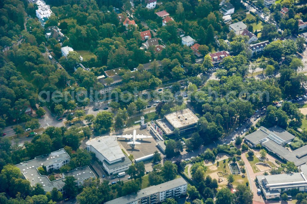 Berlin from the bird's eye view: Museum building ensemble of the Alliierten Museum on street Clayallee in the district Dahlem in Berlin