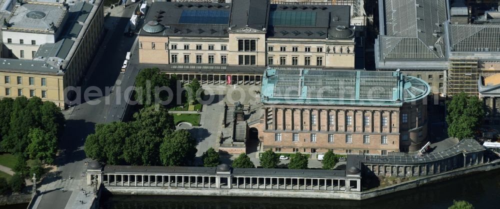 Berlin from above - Museum building ensemble Alte Nationalgalerie and Neues Museum and Museumsinsel on Bodestrasse in Berlin