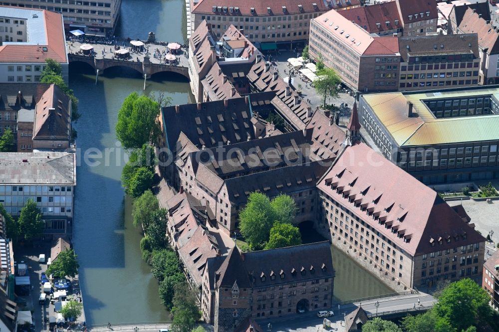 Nürnberg from above - Museum building ensemble Arabisches Museum Nuernberg on Hans-Sachs-Platz in Nuremberg in the state Bavaria, Germany