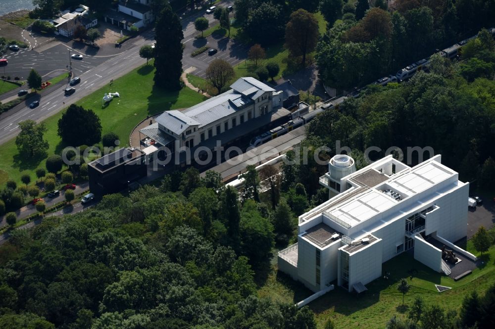 Aerial image Remagen - Museum building ensemble Arp Museum Bahnhof Rolandseck in Remagen in the state Rhineland-Palatinate, Germany