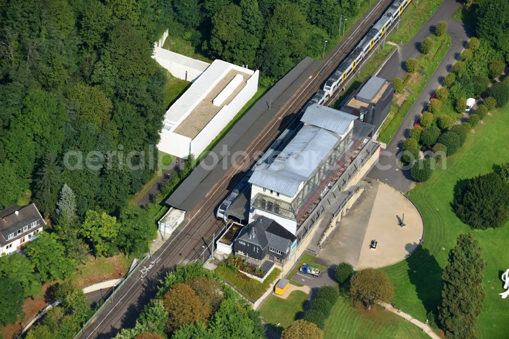 Aerial image Remagen - Museum building ensemble Arp Museum Bahnhof Rolandseck in Remagen in the state Rhineland-Palatinate, Germany