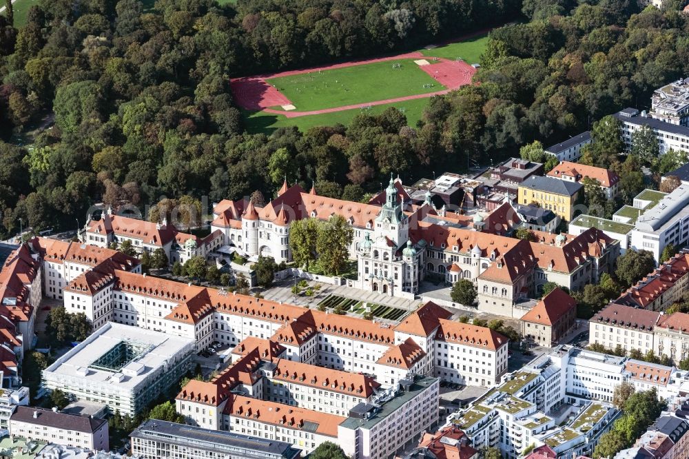 Aerial image München - Museum building ensemble Bayerisches Nationalmuseum in Munich in the state Bavaria, Germany