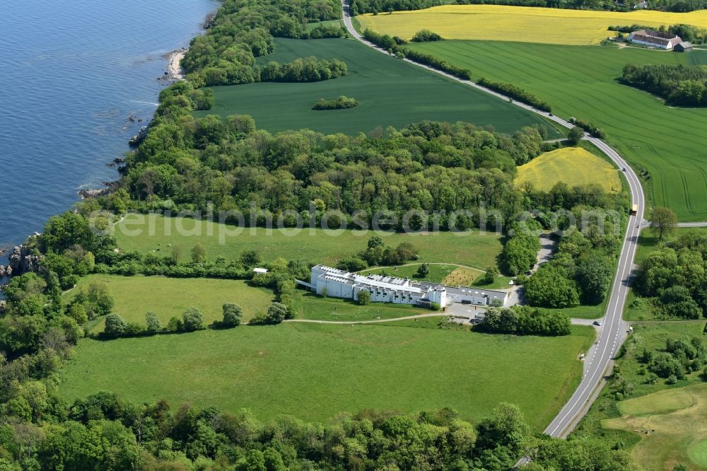 Gudhjem from above - Museum building ensemble Bornholms Kunstmuseum on Otto Bruuns Plads in Gudhjem in Region Hovedstaden, Denmark