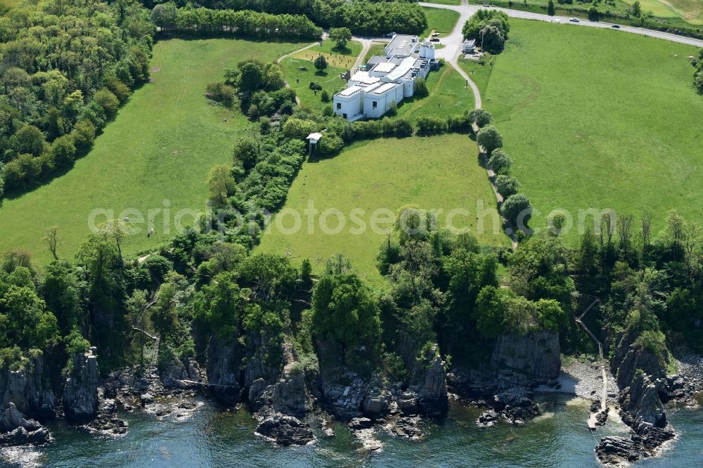 Aerial image Gudhjem - Museum building ensemble Bornholms Kunstmuseum on Otto Bruuns Plads in Gudhjem in Region Hovedstaden, Denmark