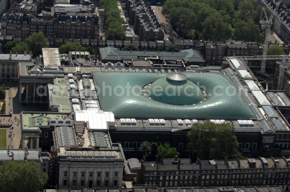 London from above - Museum building ensemble British Museum on Great Russell Street in the district Bloomsbury in London in England, United Kingdom