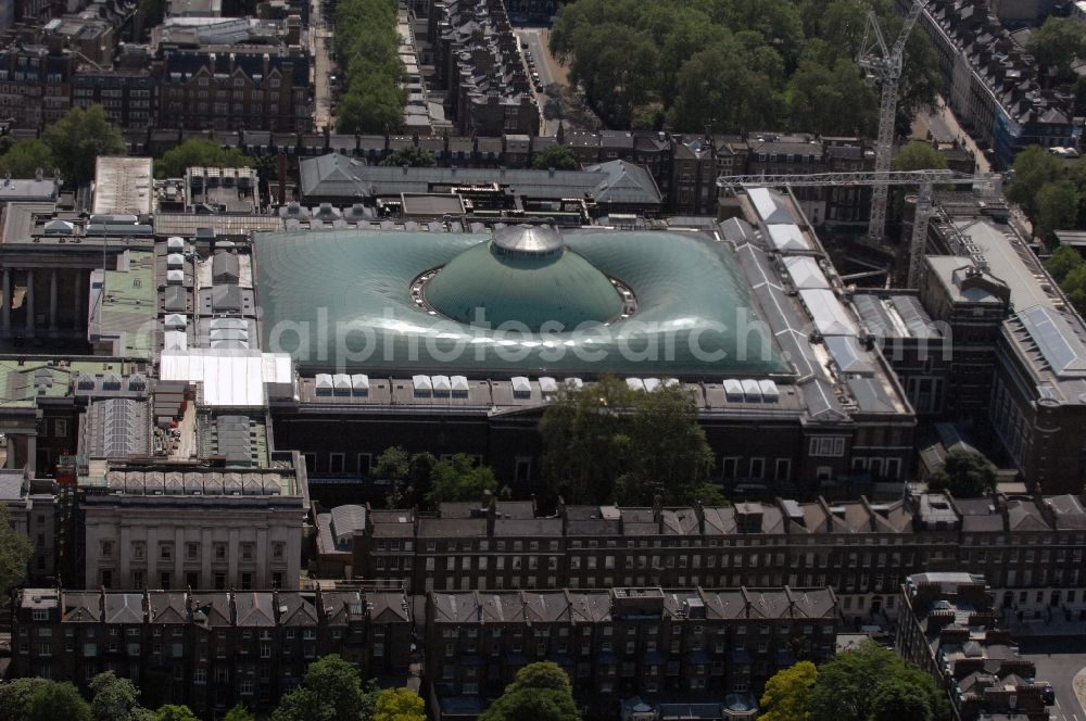 London from the bird's eye view: Museum building ensemble British Museum on Great Russell Street in the district Bloomsbury in London in England, United Kingdom