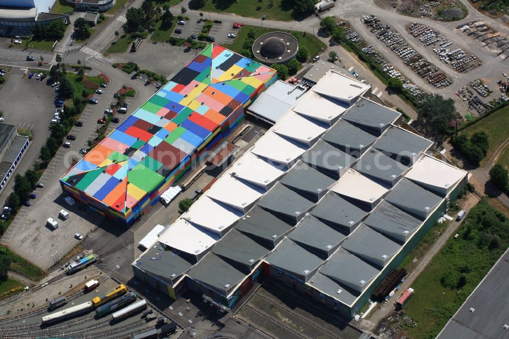 Aerial image Mülhausen - Museum building ensemble Cite du Train, the railway museum in Muelhausen in Frankreich