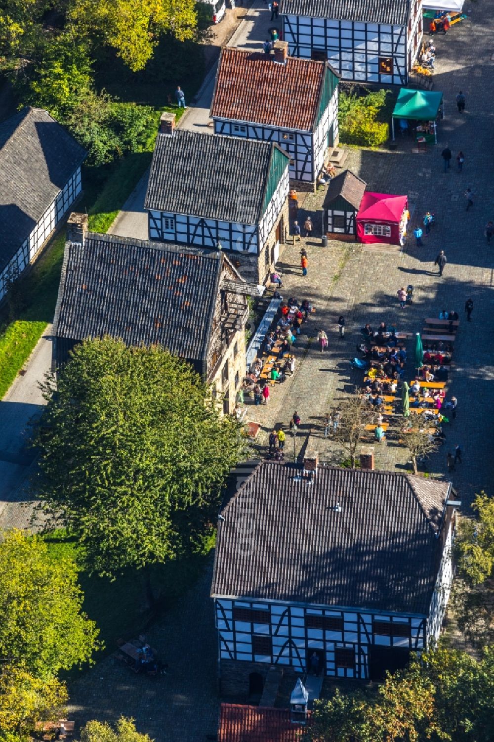 Selbecke from above - Museum building ensemble Deutsches Schmiedemuseum in Selbecke in the state North Rhine-Westphalia, Germany