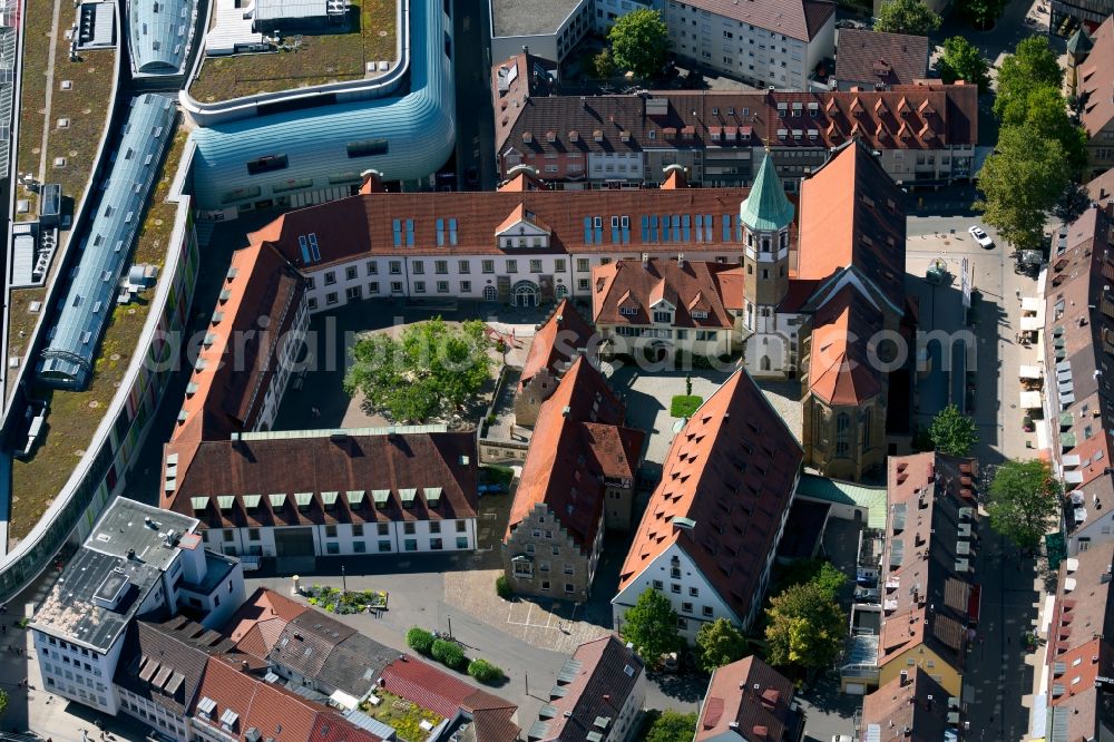 Heilbronn from the bird's eye view: Museum building ensemble at the Deutschhofstrasse in Heilbronn in the state Baden-Wurttemberg, Germany