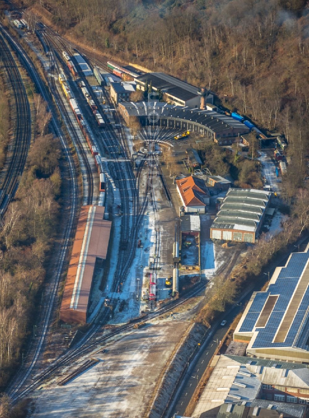 Bochum from the bird's eye view: Museum building ensemble railway museum of Bochum in the district of Dahlhausen in Bochum in the federal state North Rhine-Westphalia