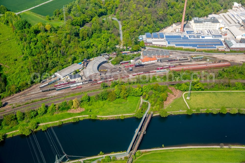 Aerial image Bochum - Museum building ensemble railway museum of Bochum in the district of Dahlhausen in Bochum in the federal state North Rhine-Westphalia