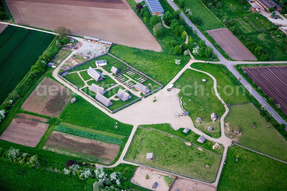 Lorsch from the bird's eye view: Museum building ensemble Freilichtlabor Lauresham in Lorsch in the state Hesse, Germany