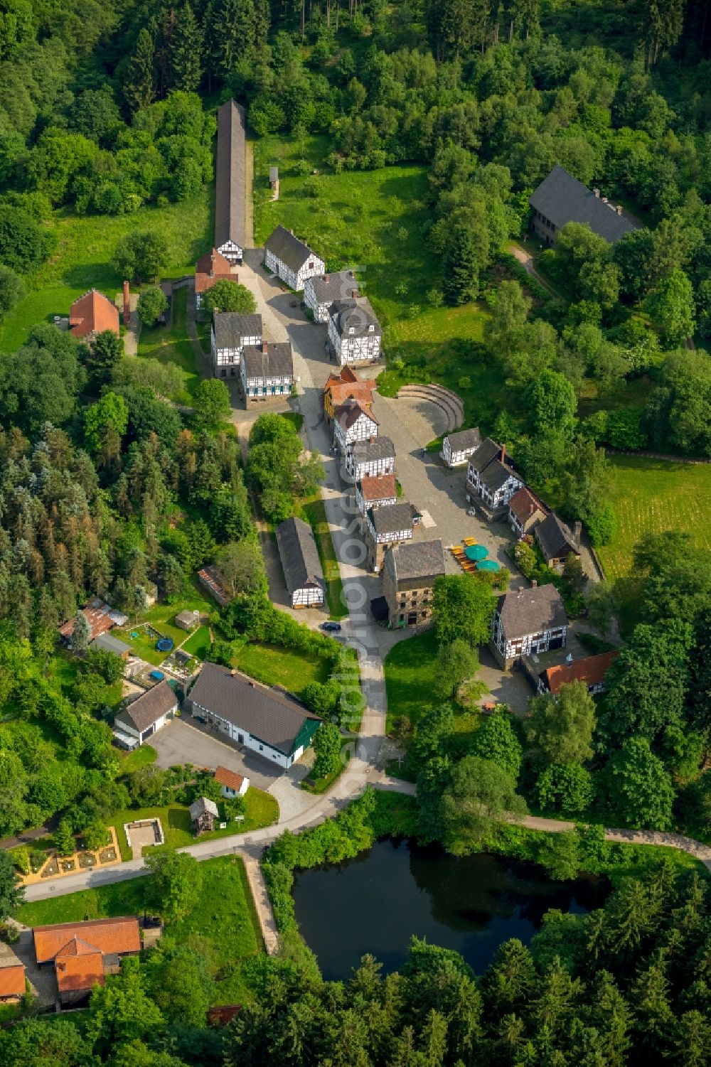 Aerial photograph Hagen - Museum building ensemble of Freilichtmuseum in Hagen in the state North Rhine-Westphalia, Germany