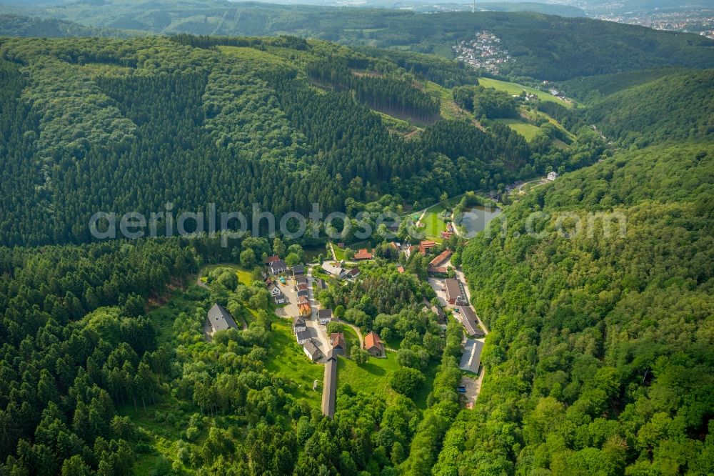 Hagen from above - Museum building ensemble of Freilichtmuseum in Hagen in the state North Rhine-Westphalia, Germany