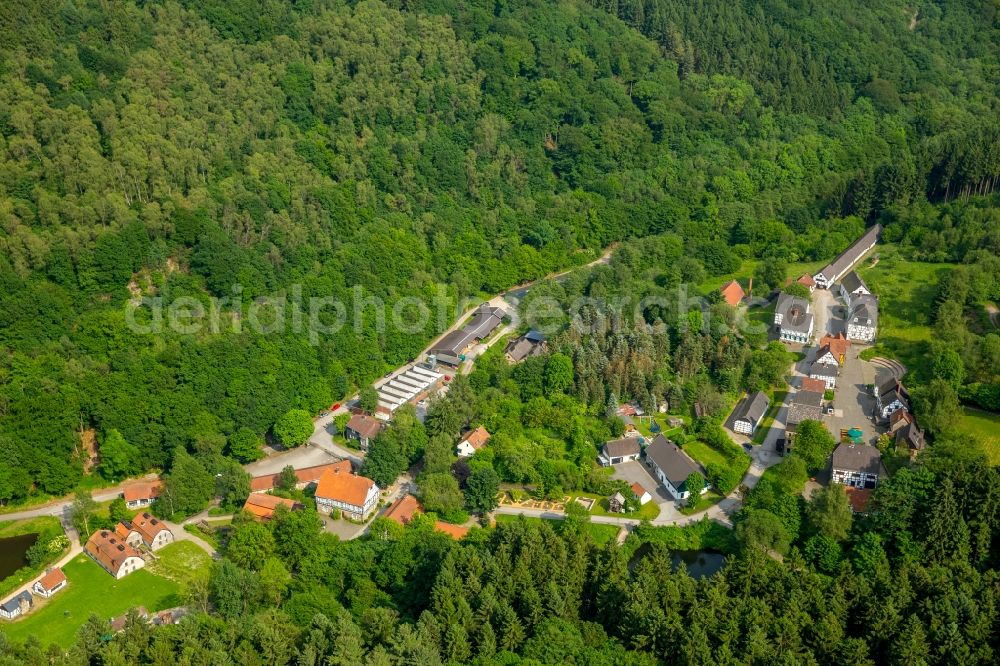 Hagen from above - Museum building ensemble of Freilichtmuseum in Hagen in the state North Rhine-Westphalia, Germany