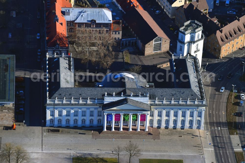 Kassel from above - Museum building ensemble Fridericianum on Friedrichsplatz in Kassel in the state Hesse, Germany