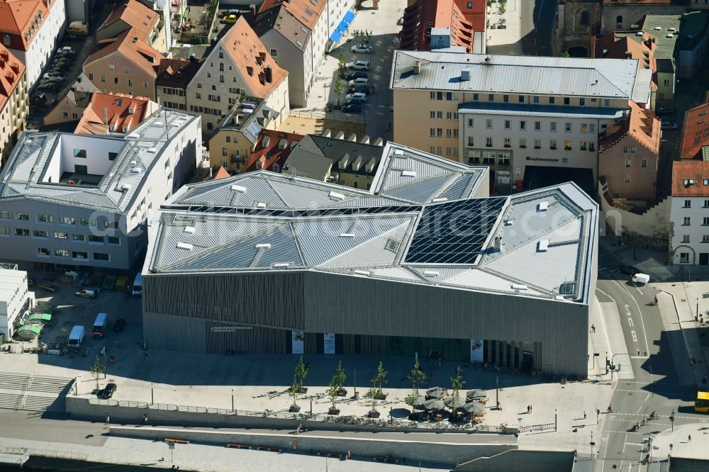 Aerial image Regensburg - Museum building ensemble Haus of Bayerischen Geschichte - Museum on Donaumarkt in Regensburg in the state Bavaria, Germany