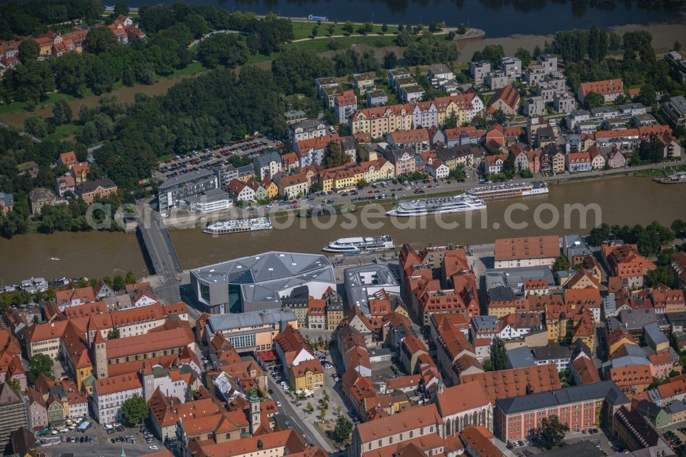 Aerial image Regensburg - Museum building ensemble Haus of Bayerischen Geschichte - Museum on Donaumarkt in Regensburg in the state Bavaria, Germany