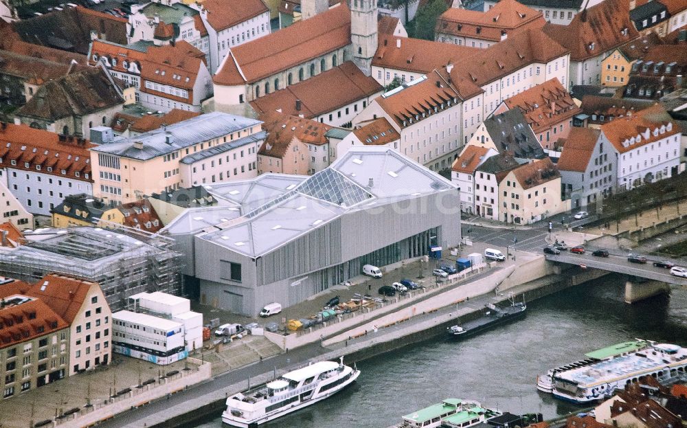 Regensburg from the bird's eye view: Museum building ensemble Haus of Bayerischen Geschichte on Donaumarkt in Regensburg in the state Bavaria, Germany