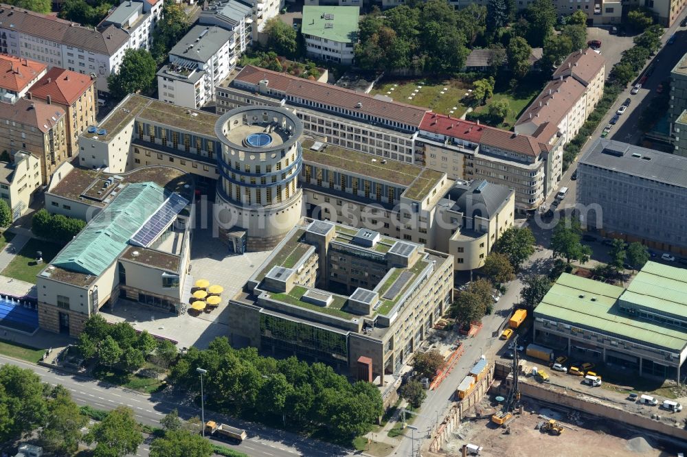 Aerial photograph Stuttgart - Museum building ensemble Haus der Geschichte Baden-Wuerttemberg on Konrad-Adenauer-Strasse in Stuttgart in the state Baden-Wuerttemberg