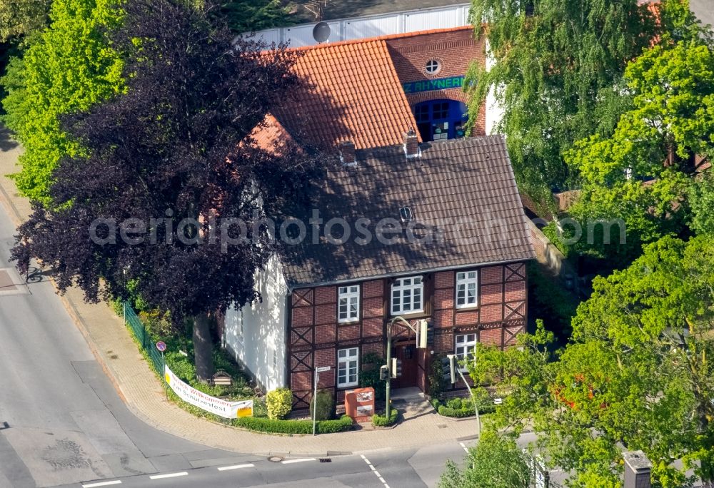 Hamm from above - Museum building ensemble Heimathaus Rhynern - Heimatverein Rhynern 1991 e.V. on Unnaer Strasse in Hamm in the state North Rhine-Westphalia