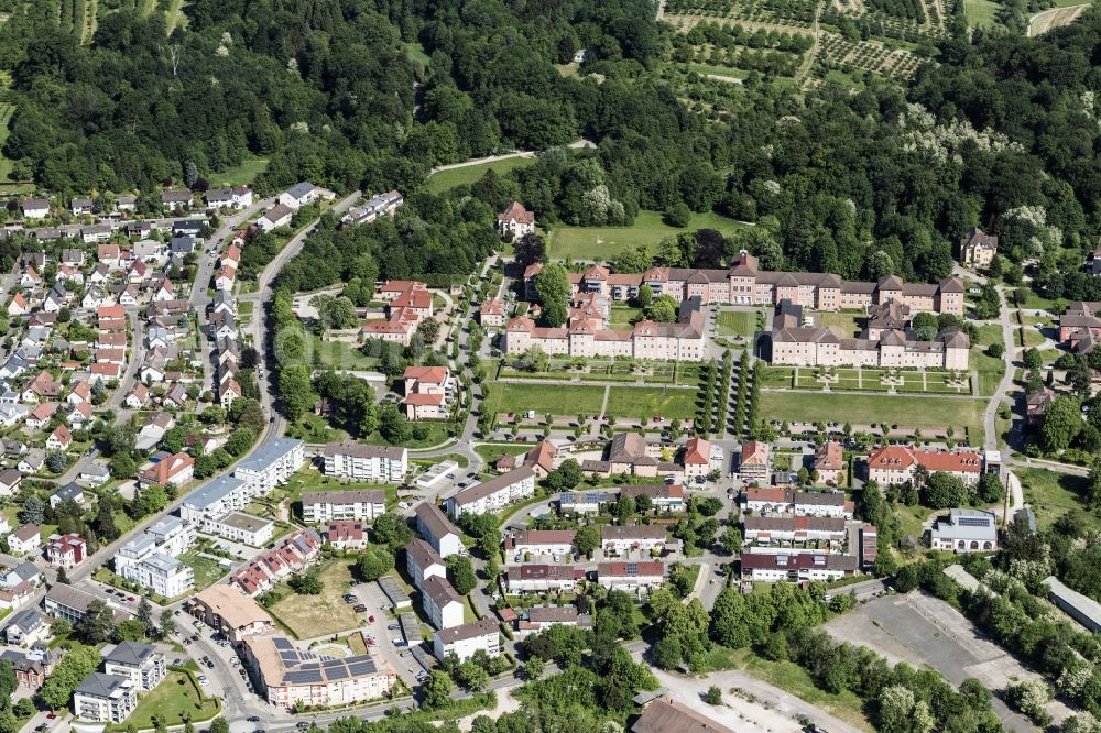 Achern from the bird's eye view: Museum building ensemble Illenau Arkaden in Achern in the state Baden-Wurttemberg, Germany